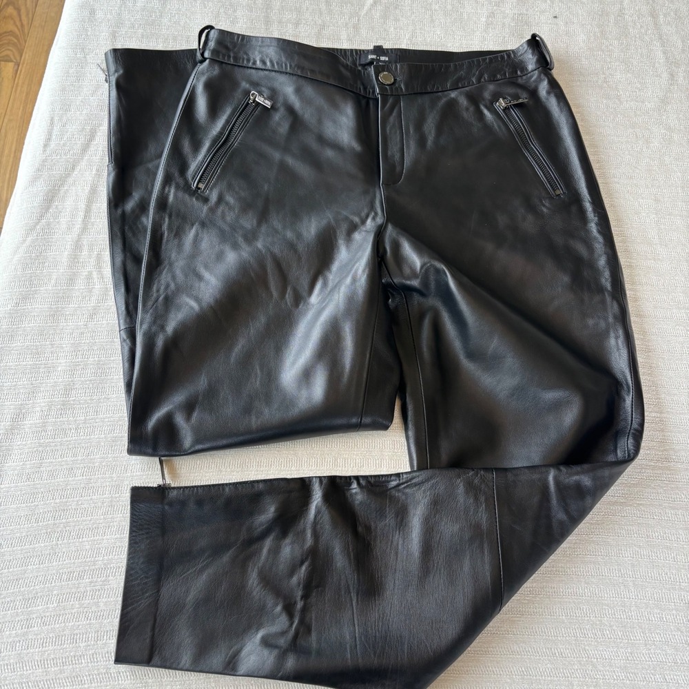 Saint + Sofia Black 100% Lamb Nappa Leather Tapered Pants Women Size 6 USA